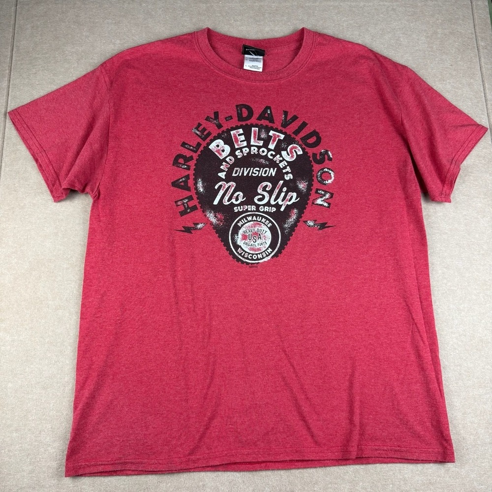 Harley Davidson Mens L Red Palm Beach FL Biker Sun No‎ Slip Super Grip T-Shirt